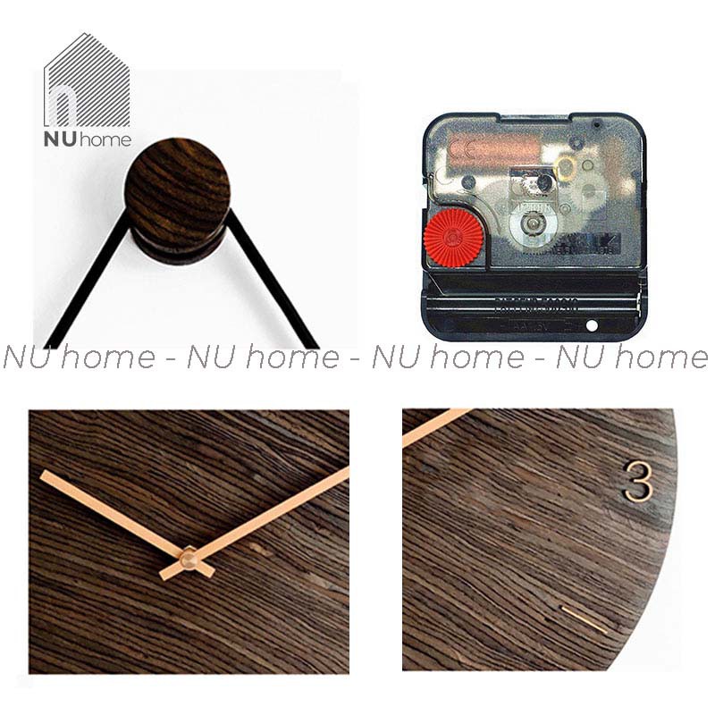 nuhome.vn | Đồng hồ gỗ treo trường phong cách tối giản FREESHIP màu nâu cổ điển đủ phụ kiện móc dây xem ảnh thực tế