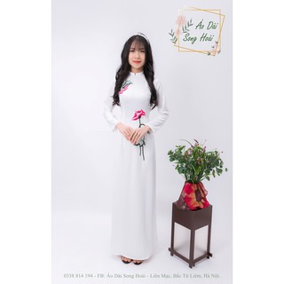 Áo dài truyền thống lụa thêu hoa _ mã sp tt22 _ áo dài song hoài