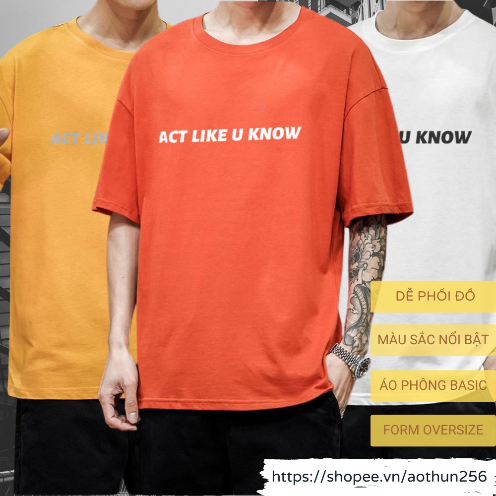 Áo thun ACT01 unisex nam nữ phông tay lỡ form rộng cổ tròn 4 màu basic siêu nổi oversize cotton giá rẻ