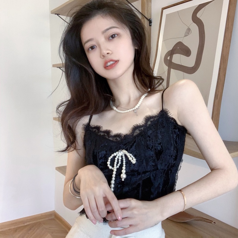 Áo Hai Dây Phối Ren Quyến Rũ Thời Trang Mùa Hè Dành Cho Nữ