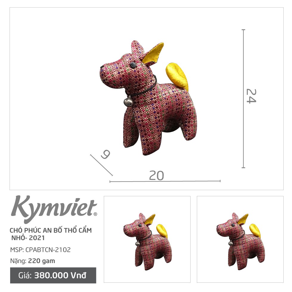 Đồ Chơi Nhồi Bông Hình Chó Phúc An Nhỏ Kymviet Craft Thổ Cẩm Truyền Thống [CPATCN-2102]