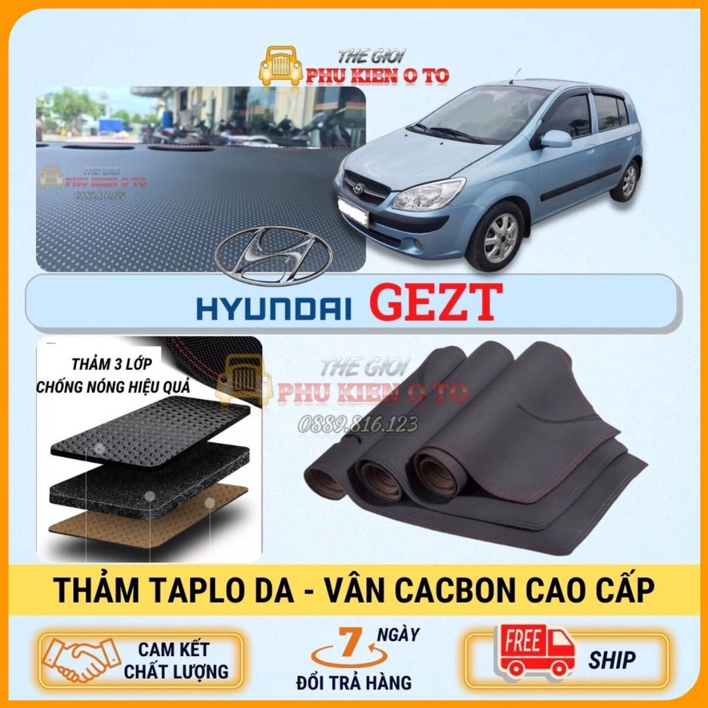 Thảm taplo Hyundai GETZ da Cacbon cao cấp, chống nóng ô tô hiệu quả