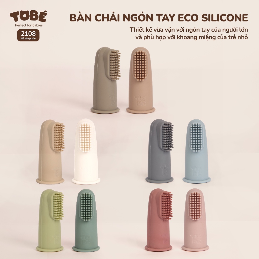 Set 2 Bàn Chải Đánh Răng Xỏ Ngón Tobe Eco Silicon Giúp Làm Sạch Răng Và Rơ Lưỡi Cho Bé