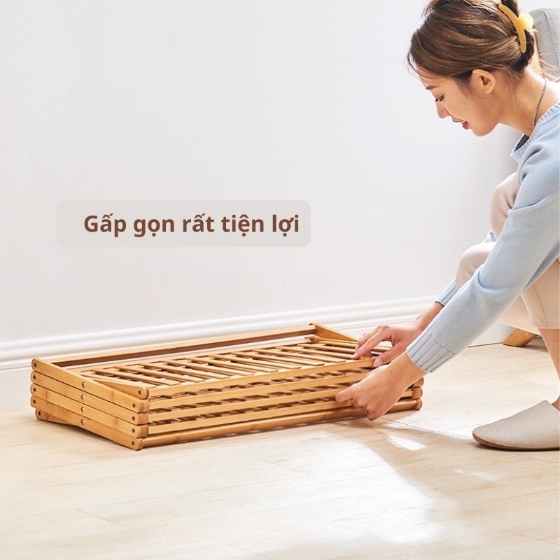 Kệ Để Giày Dép Nhiều Tầng Gỗ Tre, Gấp Xếp Gọn Nhẹ, Không Cần Lắp Ráp