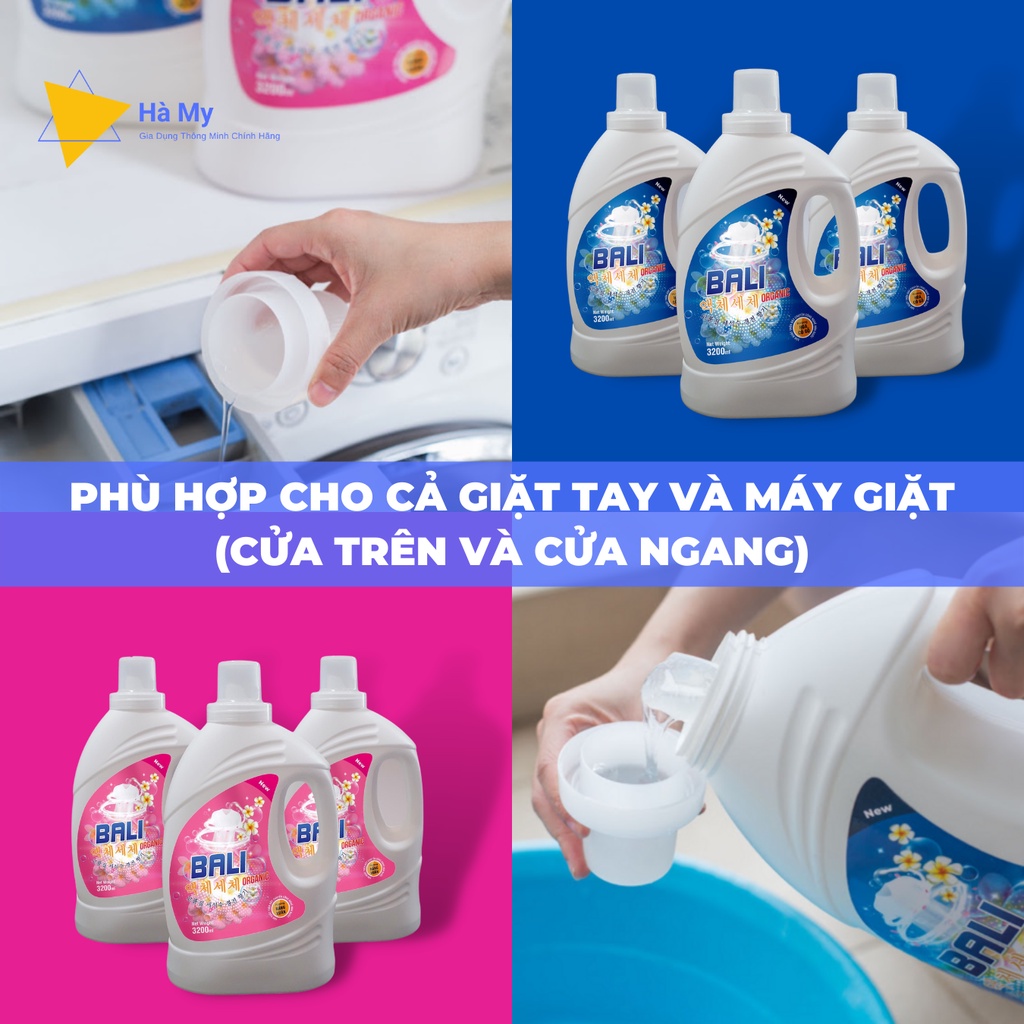 1 Thùng Nước Giặt Xả ( 4 can) BaLi Organic Cao Cấp-Hương Thơm Quyến Rũ,Dịu Nhẹ,An Toàn Cho Da Tay,Không Hóa Chất