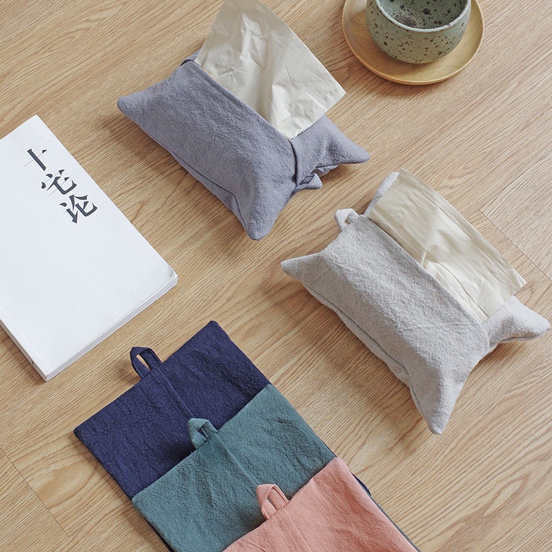 Hộp Đựng Khăn Giấy Bằng Vải Lanh Cotton Phong Cách Nhật Bản