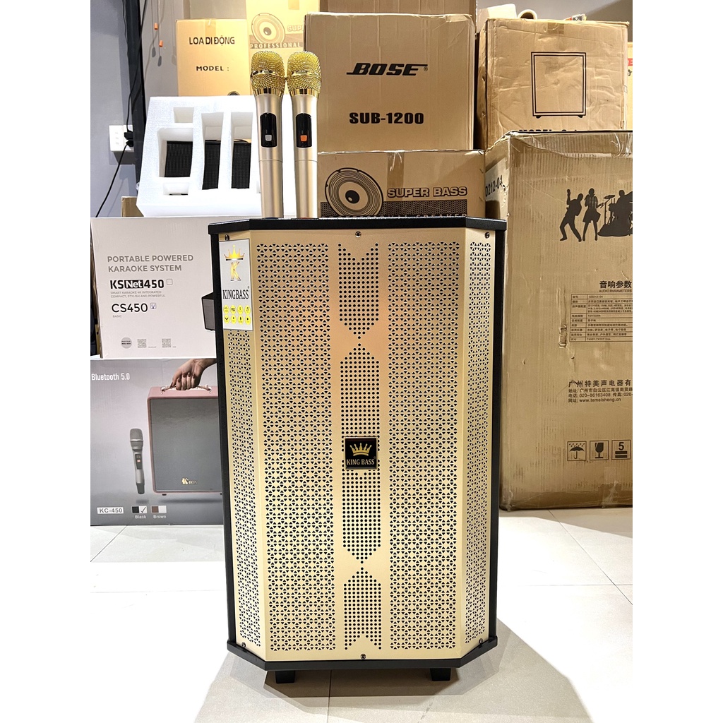 Loa kéo bass 4 tấc Kingbass 1522 Loa công suất lớn hát karaoke gia đình âm thanh cực hay + Tặng 2 micro lọc âm giảm hú
