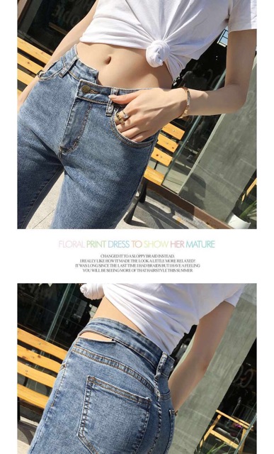 Quần jeans chín màu sáng màu có hương vị Hồng Kông eo cực cao là quần lửng bó hè mùa hè mỏng bó sát quần bút chì nữ mới