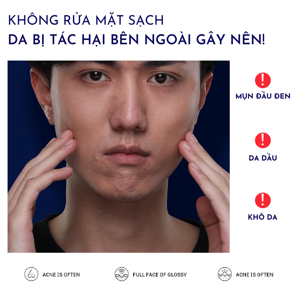 Sữa Rửa Mặt Dành Cho Nam  Ice Mud BLUEMAN - Làm Sạch Dầu Và Bã Nhờn 170ml