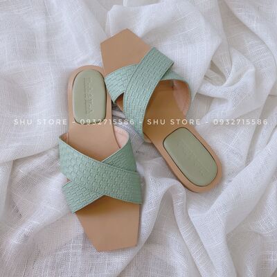 DÉP NỮ THỜI TRANG SIÊU XINH, DỄ THƯƠNG QUAI CHÉO Ô MŨI VUÔNG VN SHU STORE