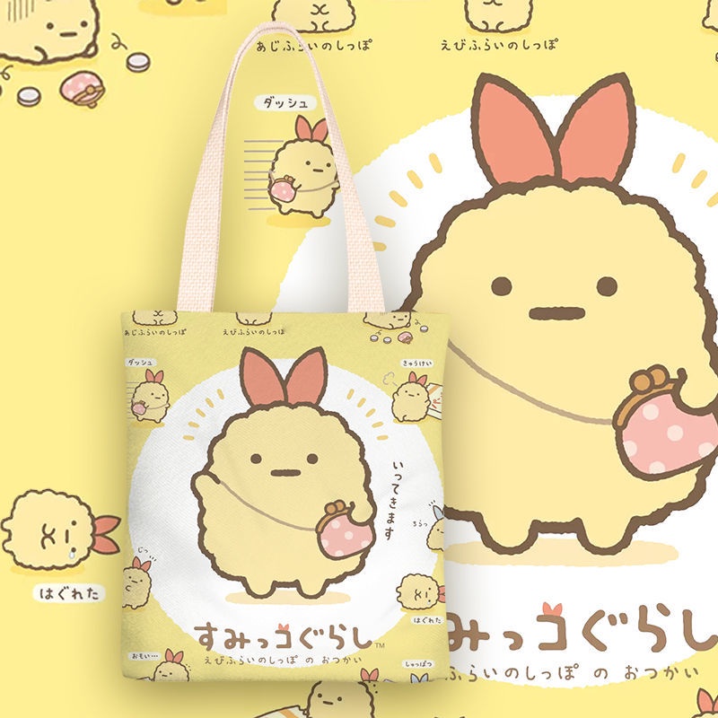Sumikko Gurashi cartoon canvas bag Túi vải túi một vai cô gái túi xách túi học sinh túi zipper túi túi môi trường