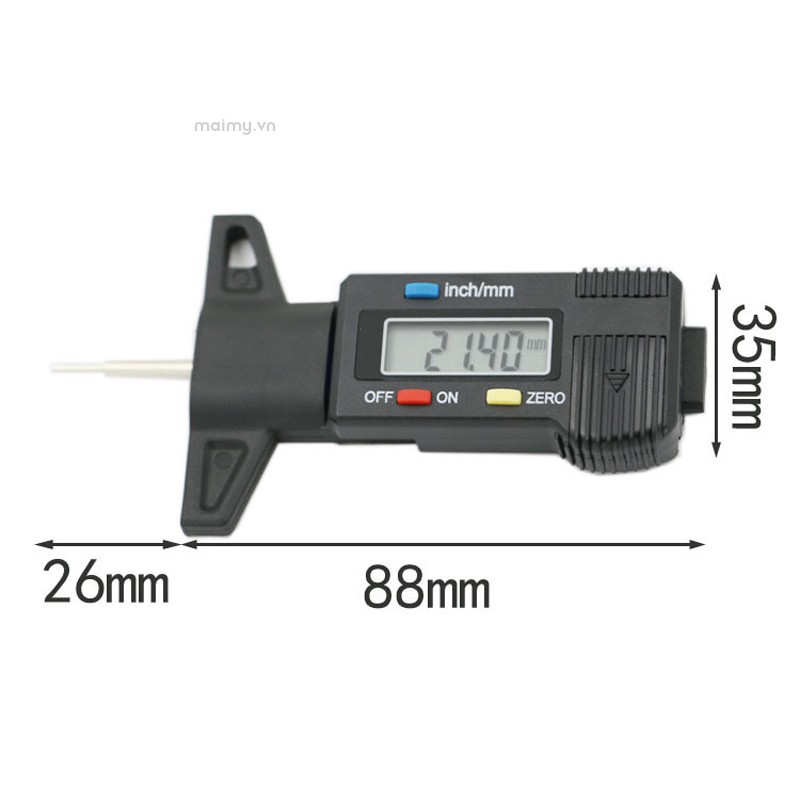 1 Thước Đo Độ Sâu Lốp Xe Màn Hình LCD Kỹ Thuật Số Màu Đen Độ Chính Xác Cao