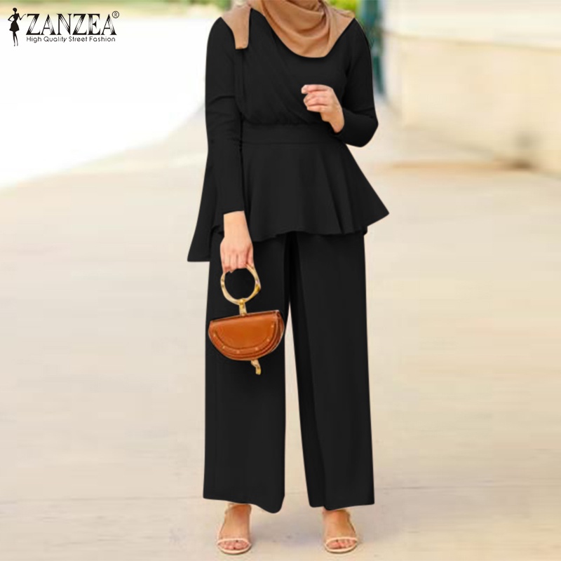 Zanzea Set Đồ Dài Phối Lưới Thời Trang Cho Phụ Nữ Hồi Giáo