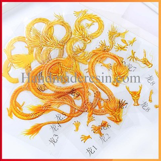 Sticker Rồng Vàng 3D Đổ Bể Cá Resin