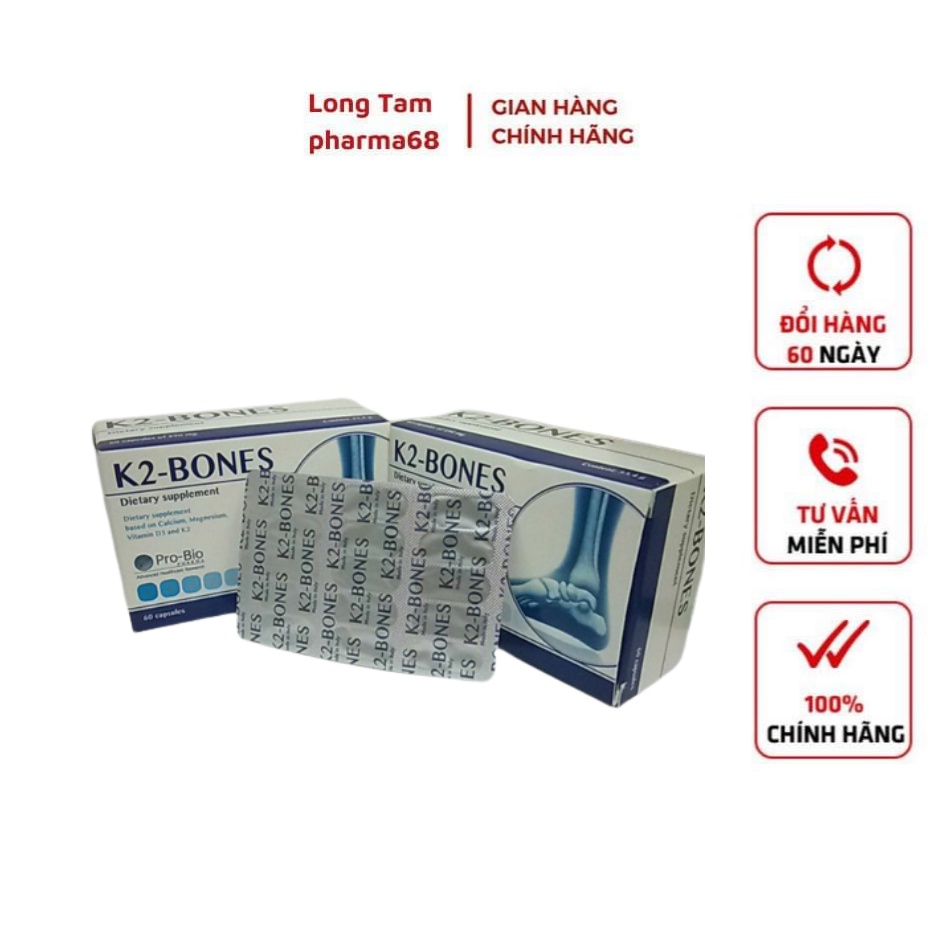 Viên Uống Canxi K2-Bone date 2025: Hỗ trợ giảm nguy cơ loãng xương -Hộp 60 viên