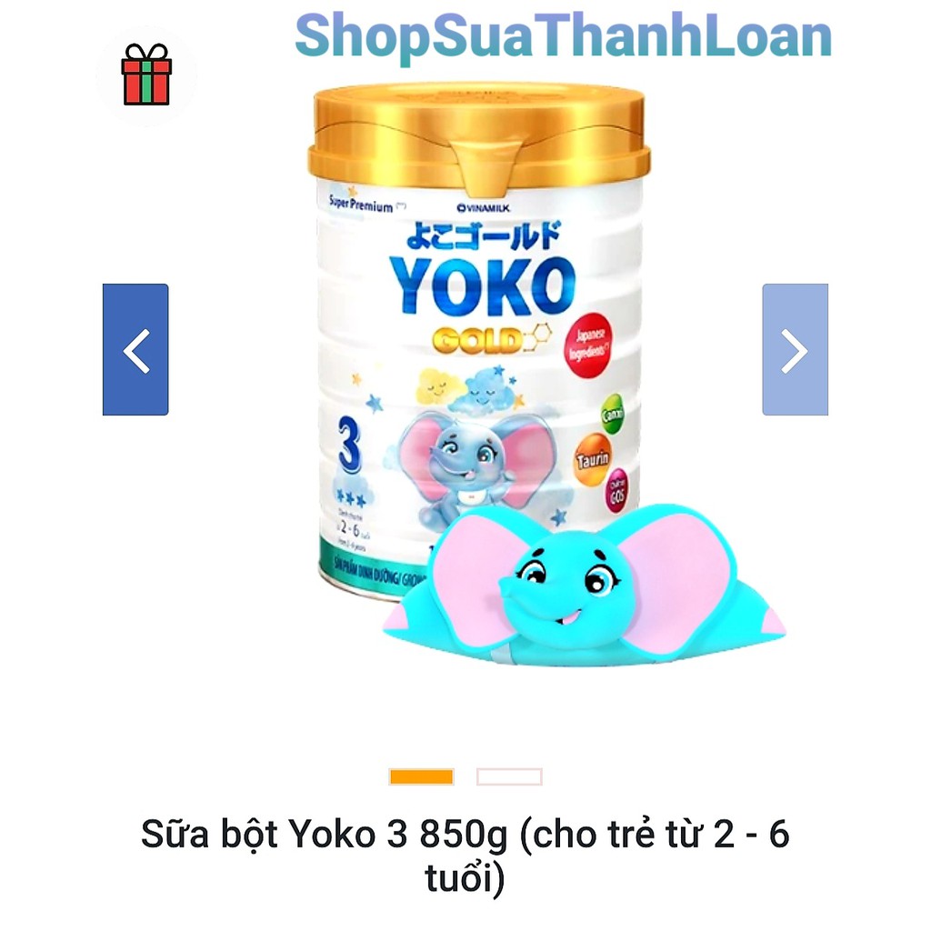 [Mã FMCG8 giảm 8% đơn 500K] [HSD T1-2023] [TẶNG GỐI ĐI XE VOI] SỮA BỘT YOKO 3 850G (CHO TRẺ TỪ 2 - 6 TUỔI)