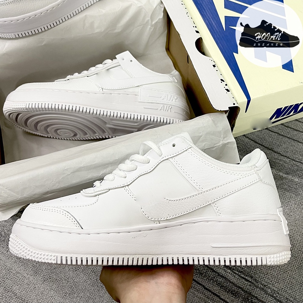 Giày Air Force 1 Shadow Triple White 1:1 Nam Nữ - Giày Sneaker AF1 Cổ Thấp Màu Trắng