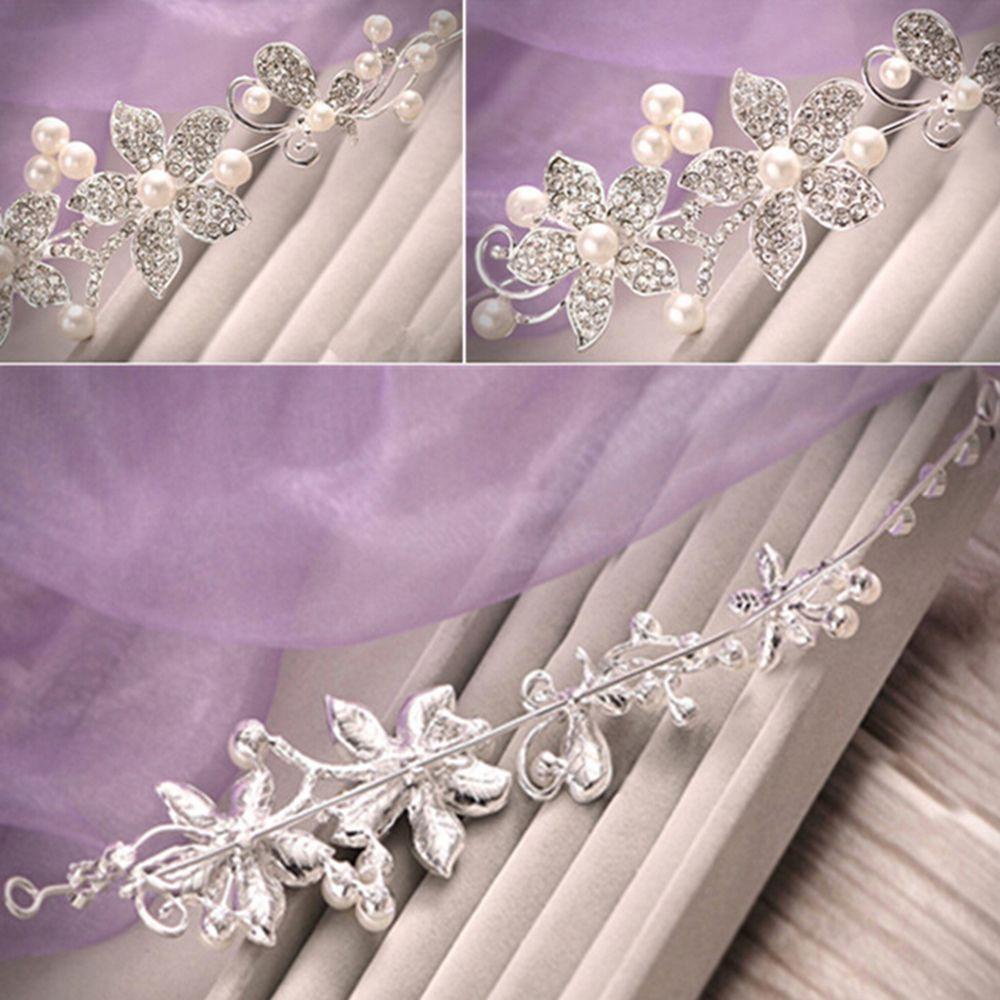 IVORY 1 Vương Miện Cài Tóc Trong Suốt Đính Hoa Và Ngọc Trai Trang Trí Cho Cô Dâu