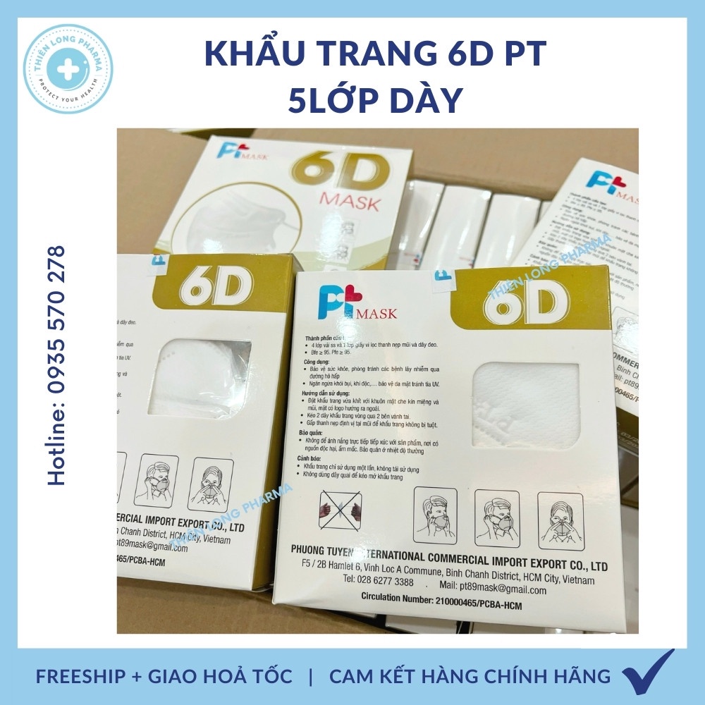 [HỘP 10 CÁI] Khẩu trang 6D MASK PT chính hãng, kháng khuẩn chống bụi siêu mịn