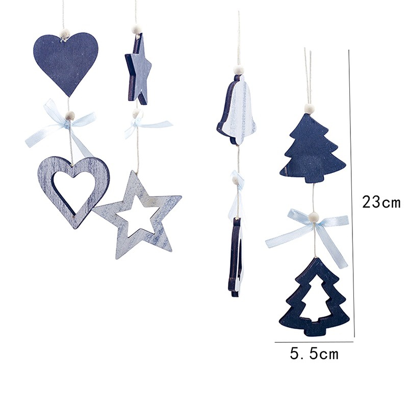 4PCS Diy Natural Christmas Tree Wooden Chip Xmas Hanging Ornaments Pendants Kids Gifts Christmas Tree Decoration