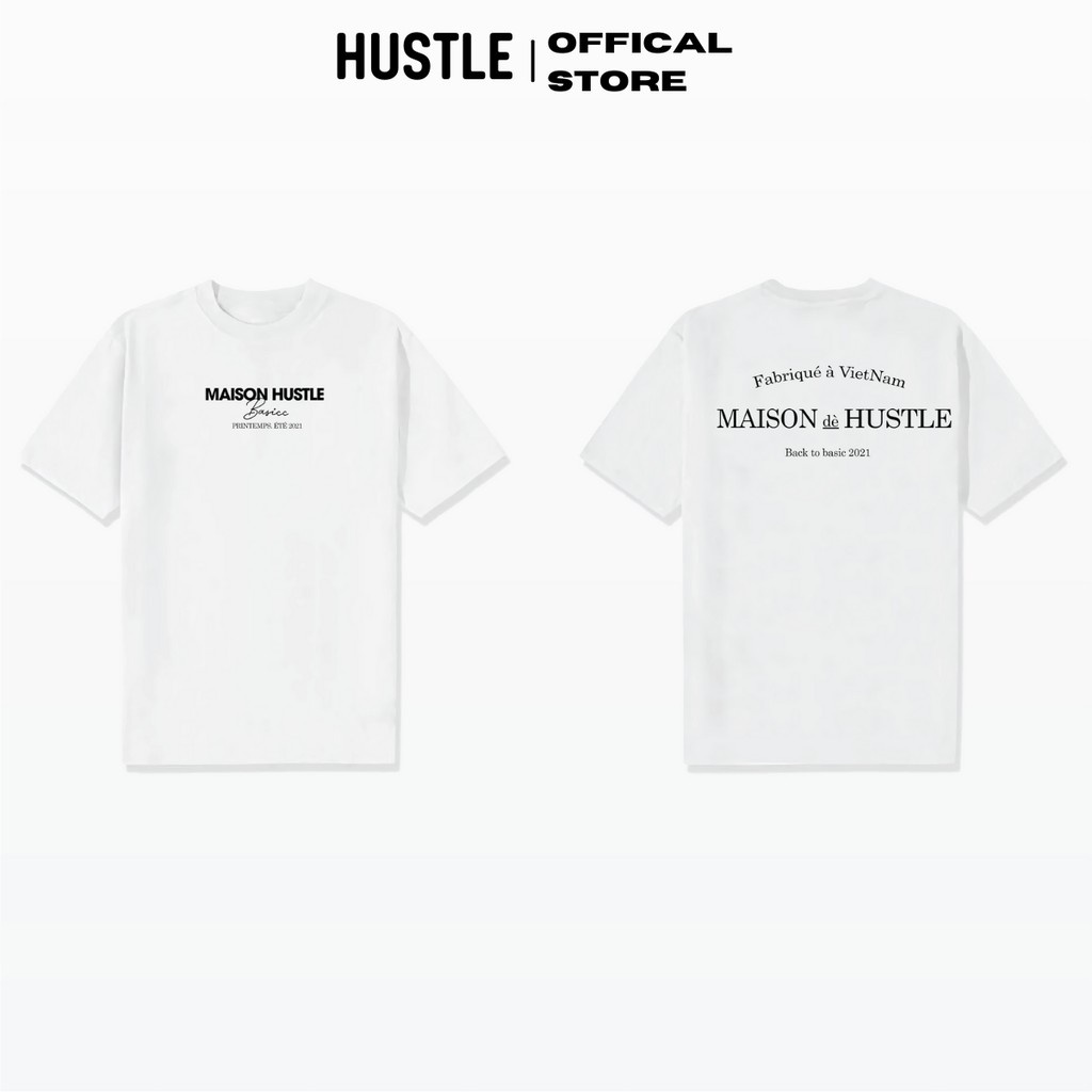 Áo thun tay lỡ Hustle phông unisex nam nữ Cotton 100% 4 chiều cao cấp Maison dè Hustle - Hàng nhập k
