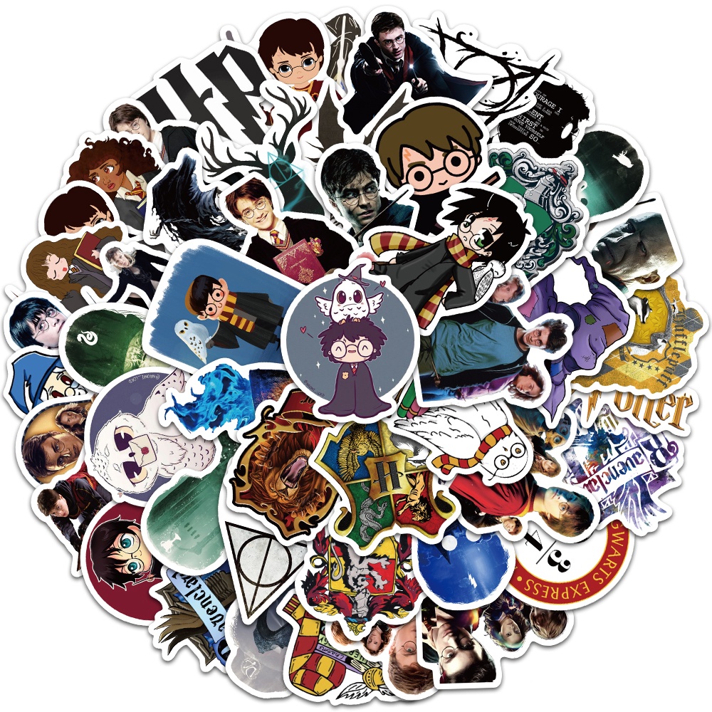 Set 10/50 Sticker Hoạt Hình Harry Potter Dán Trang Trí Đa Năng