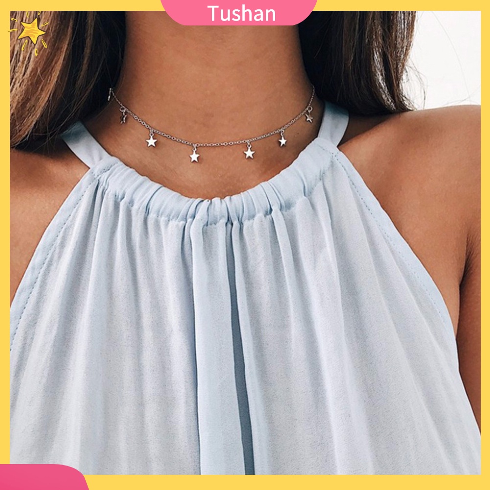 Vòng Cổ Choker Mặt Hình Ngôi Sao Năm Cánh Thời Trang Cho Nữ