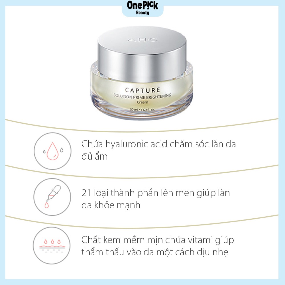 Kem dưỡng da AHC CAPTURE SOLUTION PRIME CREAM 50ML phục hồi vấn đề da cấp ẩm bổ sung dưỡng chất làm trắng giảm nếp nhăn