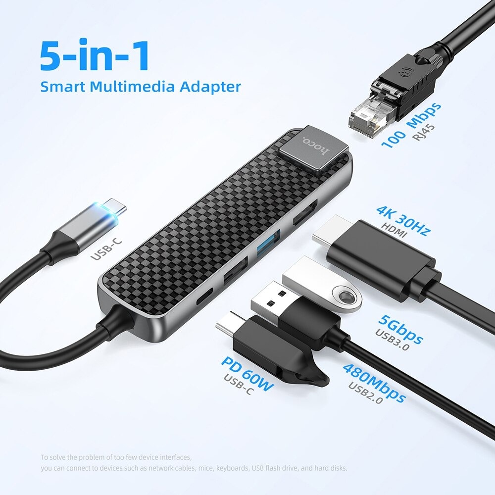 HUB USB-C RA HDMI – LAN – USB 3.0 HOCO HB23