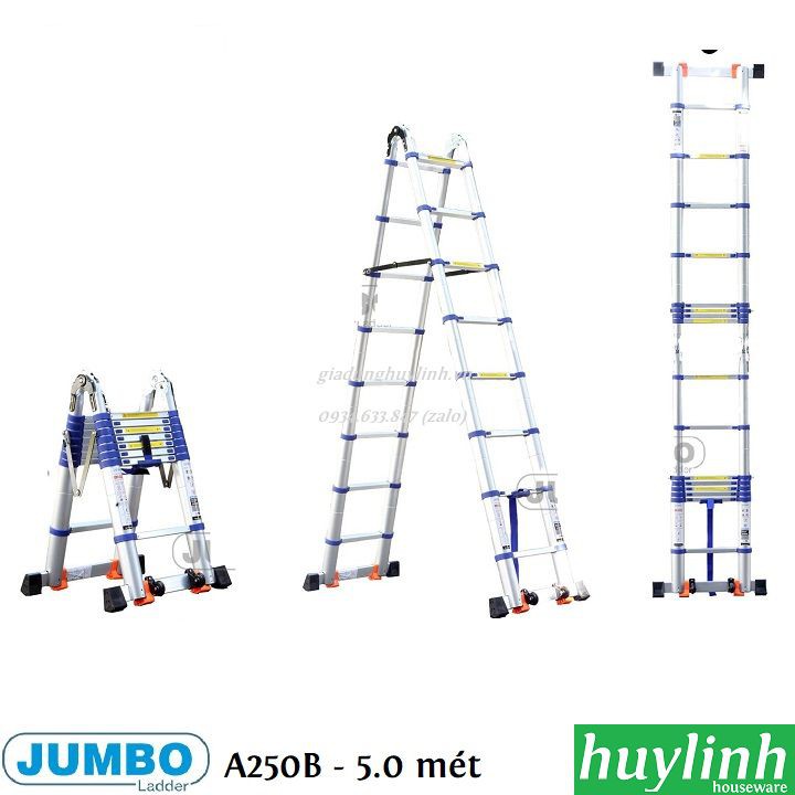 Thang nhôm rút đôi chữ A Jumbo A250B - 5 mét