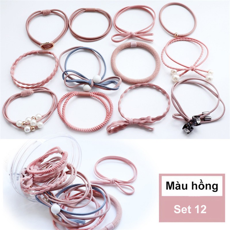 Bộ 12 thun cột tóc kiểu phong cách thời trang ngọt ngào đầy cá tính