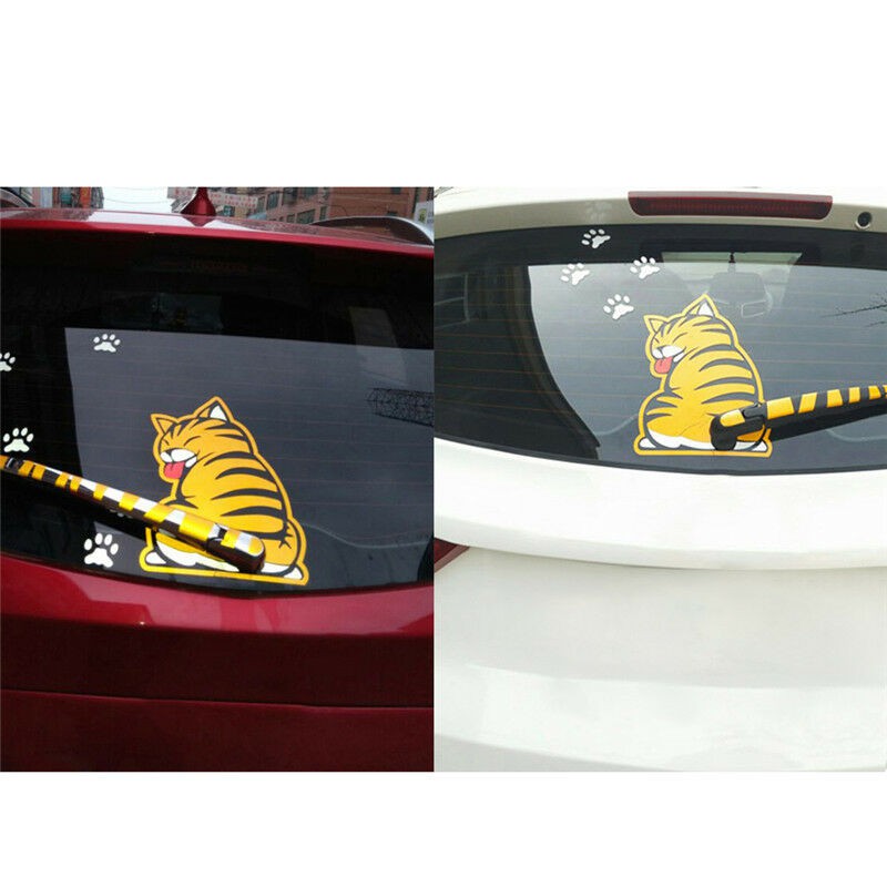 Decal hình mèo dán kính chắn gió đuôi xe vui nhộn cho xe ô tô
