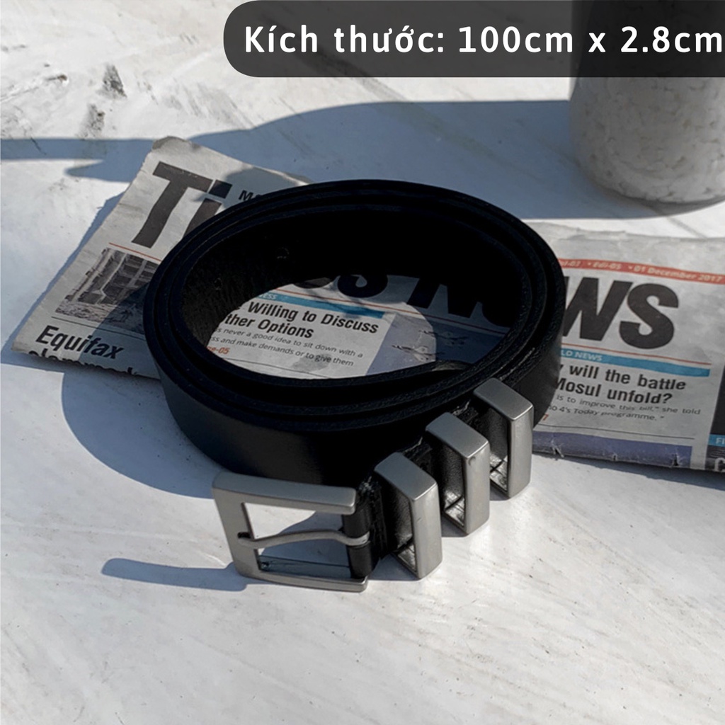 Thắt Lưng Nam Da Cao Cấp Màu Đen Phong Cách Hàn Quốc Kuu Clothes Đẹp - Dây Lưng Da PU Nam Mặt Kim Loại - Mecy Belt