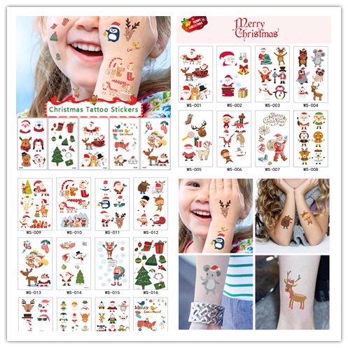 Bộ 3 Hình Xăm Dán Họa Tiết Ông Già Noel Hoạt Hình 3D Vui Nhộn Trang Trí Giáng Sinh Cho Trẻ Em