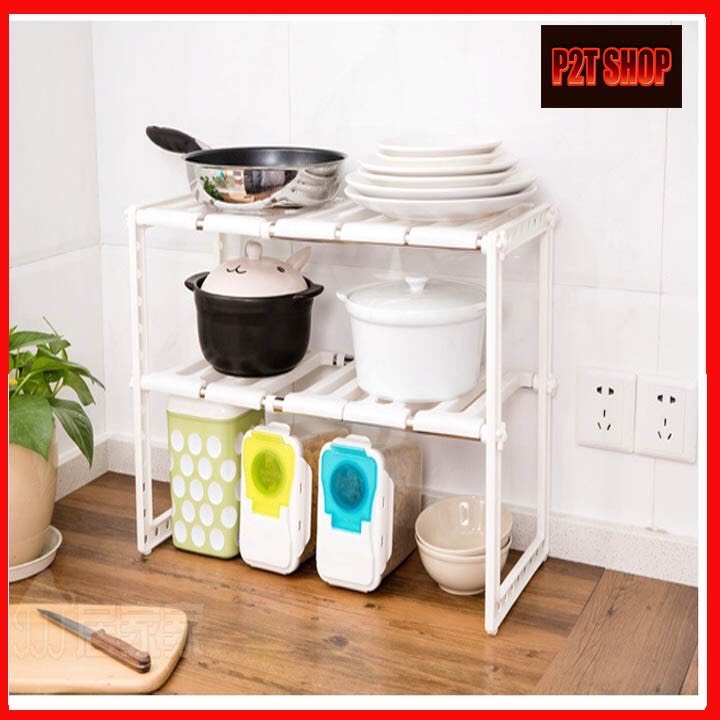 Kệ để đồ nhà bếp , Kệ gầm bếp 2 tầng đa năng tiện dụng tiết kiệm không gian nhà bếp
