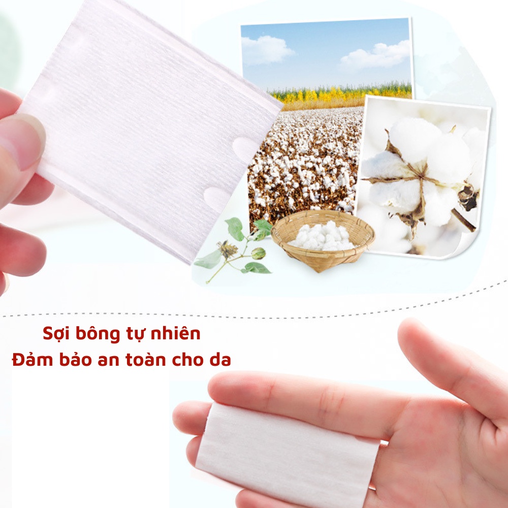 Bông tẩy trang 3 lớp Cotton Pads túi  222 miếng ít xơ chất liệu chất lượng cao hoàn toàn tự nhiên