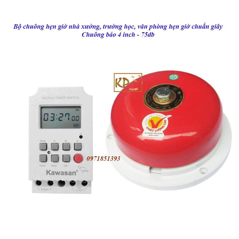 Bộ Chuông báo giờ 4 inch-75db báo giờ Trường Học, Nhà Xưởng, Văn Phòng (báo giờ chuẩn giây) TS17S-4IN