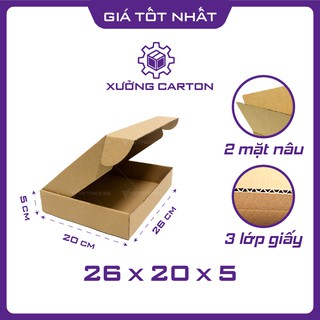 26x20x5 - 25 hộp giấy carton nắp gài đựng quấn áo, thời trang