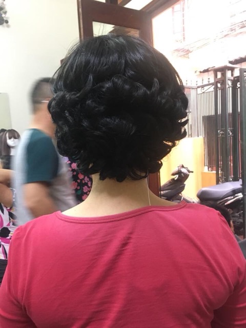 Tóc giả nguyên đầu trung niên xoăn ngắn cc59, dành cho quý cô thay đổi phong cách trẻ trung.