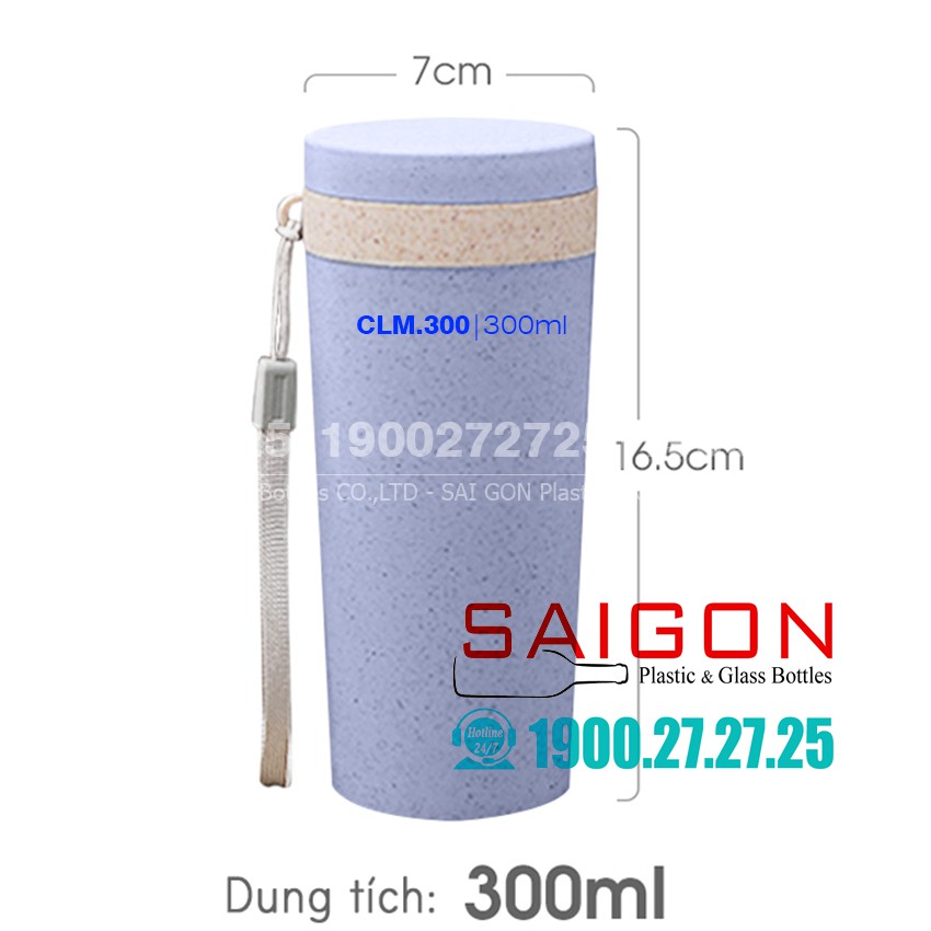 Chai Nhựa PP Lúa Mạch 300ml Có Dây Đeo