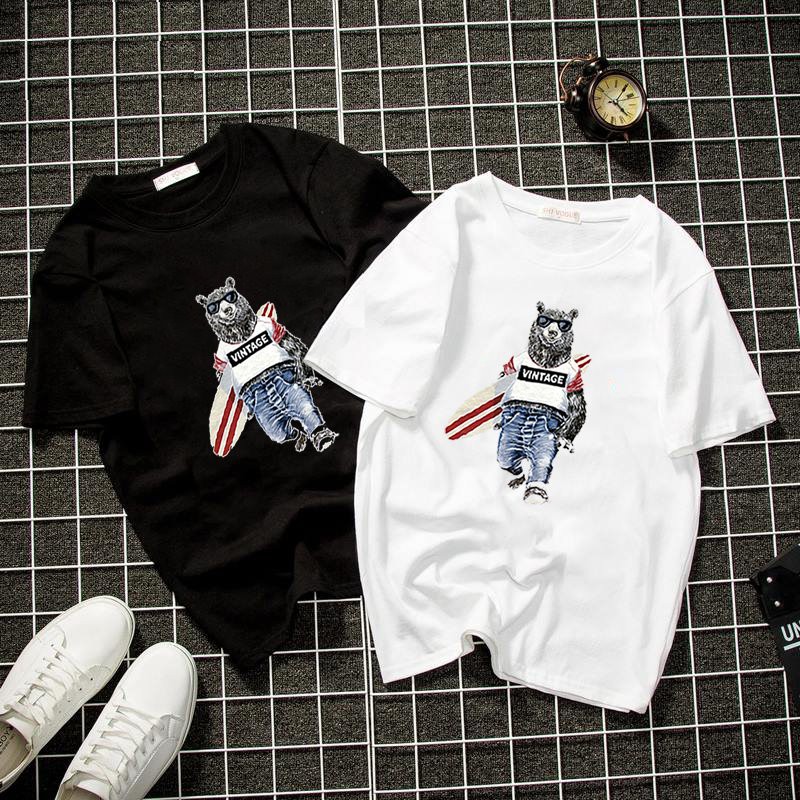 Áo phông nam nữ gấu siêu ngầu vải dày mịn 2020T3044