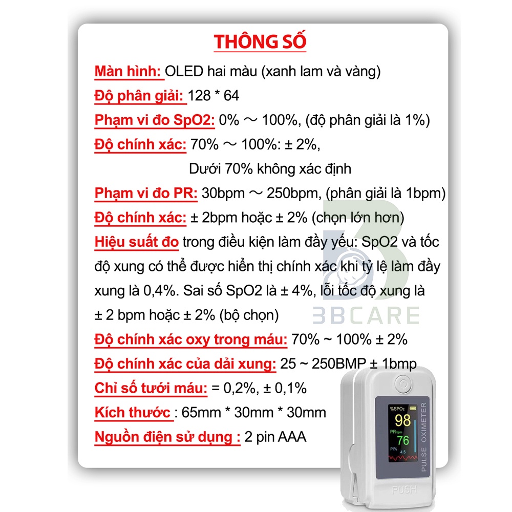 Máy đo nồng độ oxy trong máu spo2 ACHITA A89 chứng nhận FDA - Shop 3B Care