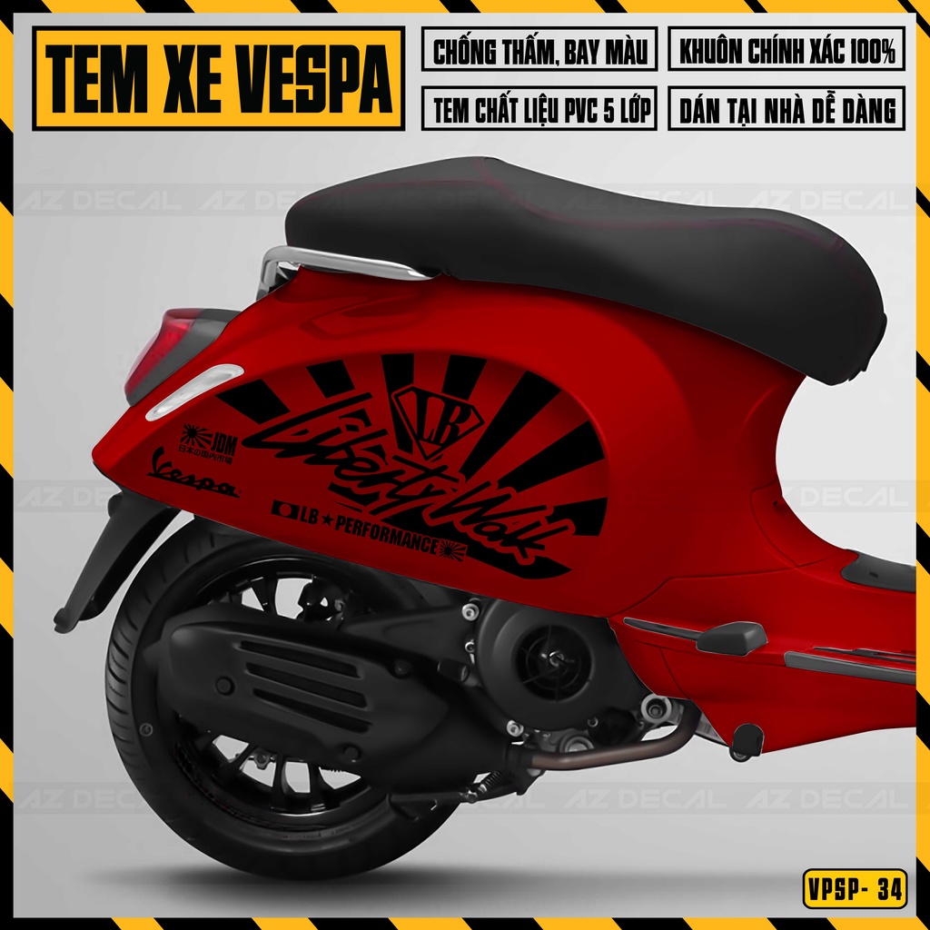 Decal Dán Xe Vespa Sprint / Primavera Mẫu Libertywalk | VPSP34 | Tem Rời Chống Nước, Chống Phai Màu, Dễ Dán
