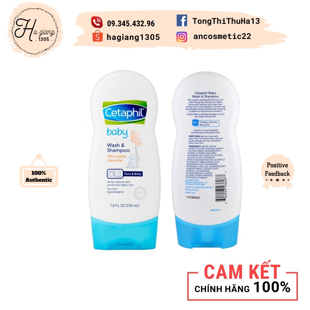 Hàng Đức - Tắm gội toàn thân cho Bé Cetaphil Baby ( 230ml) Face &amp; Body