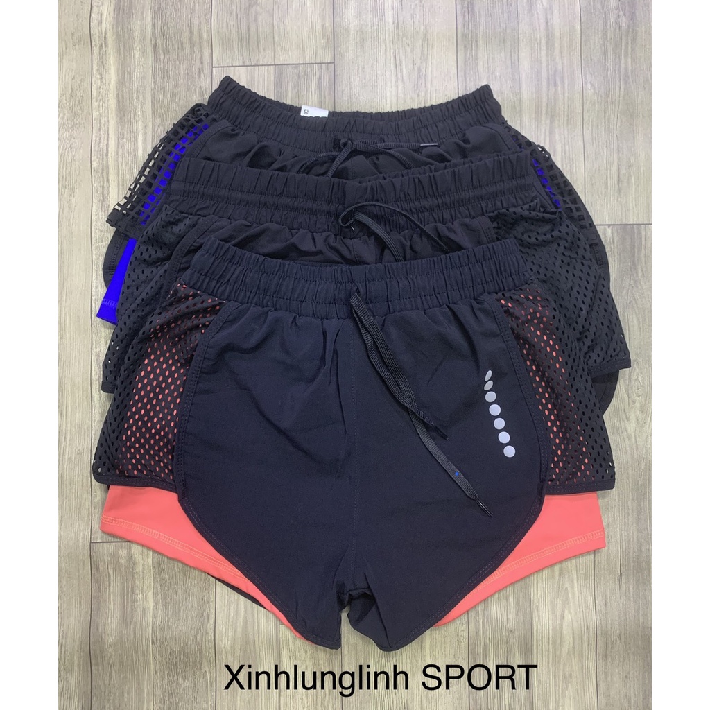 Quần Đùi Tập Thể Thao Gym- YoGa mẫu quần hai lớp co dãn