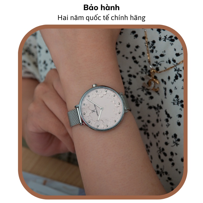 Đồng hồ nữ Daniel Klein Watch DK.1.12777 mặt nhỏ kính cứng chống xước, chống nước, dây thép đeo tay cao cấp chính hãng
