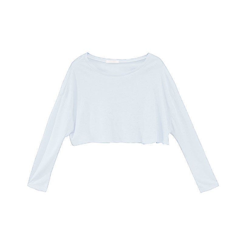 Áo Thun Dệt Kim Tay Dài Cổ Tròn Dáng Ngắn Thời Trang Mùa Hè Quyến Rũ Cho Nữ