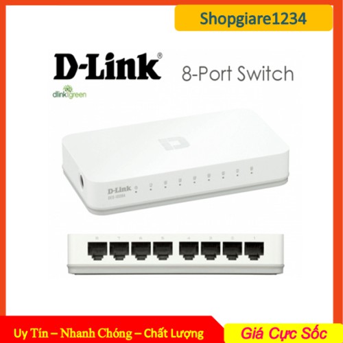 Bộ chia mạng switch 8 cổng D-Link DES-1008C Trắng - Bảo hành 36 tháng chính hãng