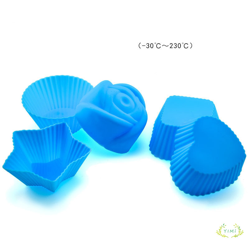 Khuôn làm bánh muffin bằng silicon hình tròn/ ngôi sao/ hoa/ trái tim