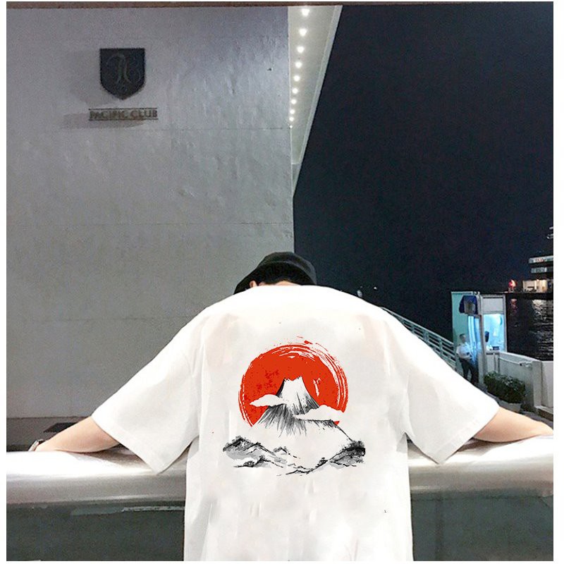 Áo thun unisex form rộng phong cảnh phong cách Nhật Bản vải dày mịn 2020T2417